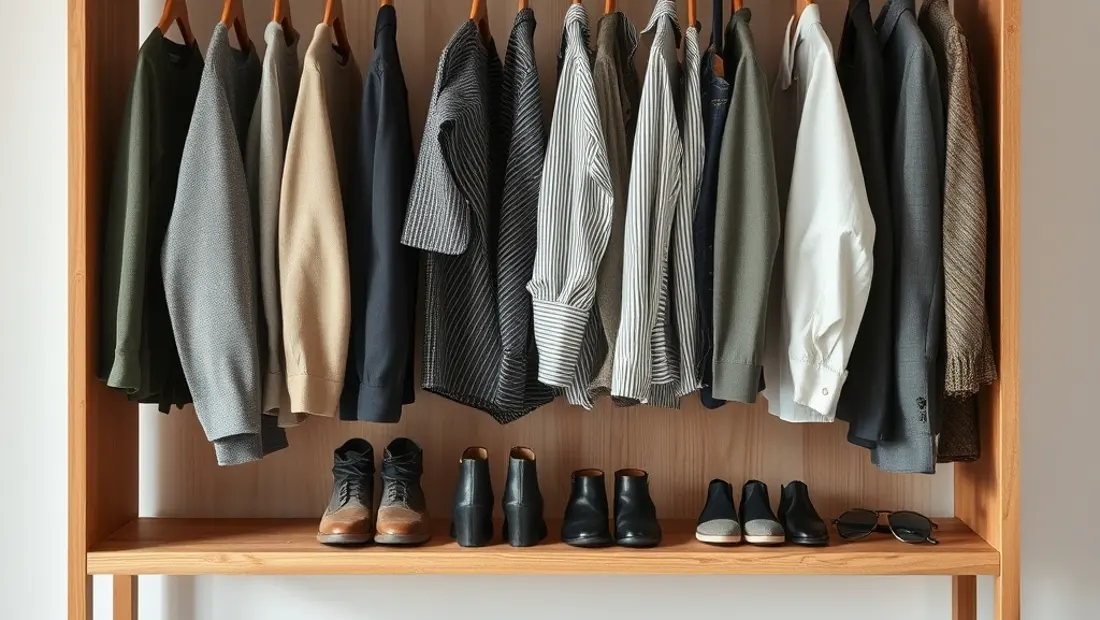 Étagère avec vêtements et accessoires
