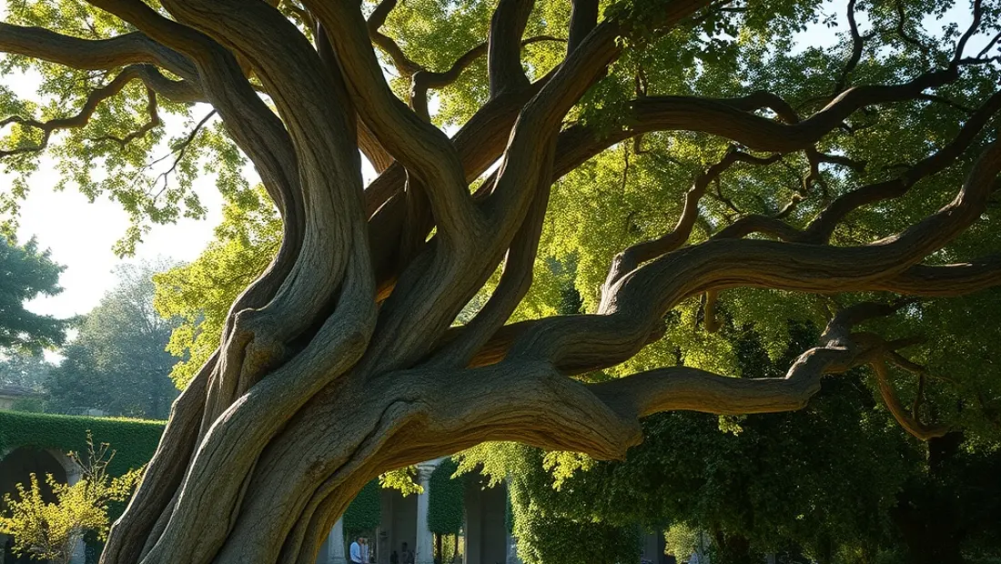 Arbre vieillissant dans un jardin