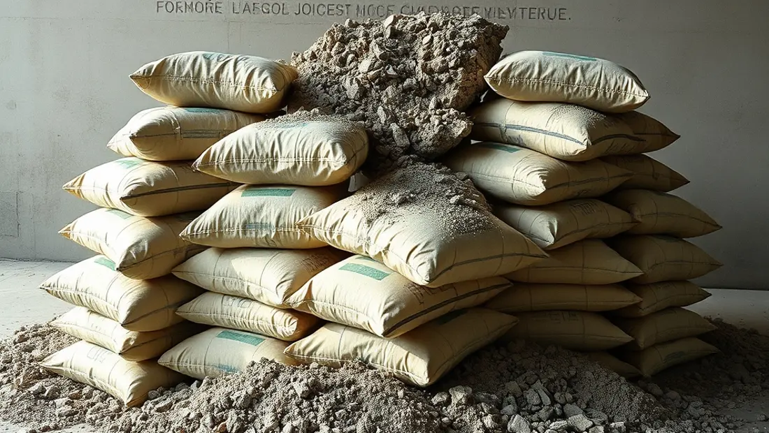 Sacs de ciment sur le sol