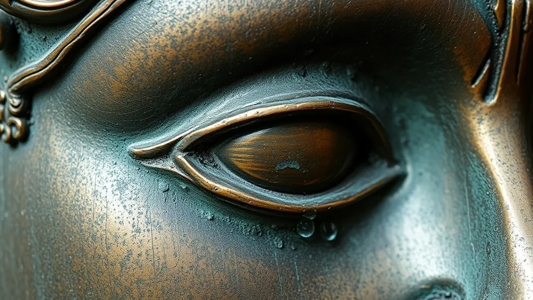 Un bronze ancien avec patine bronzée et détails sculptés