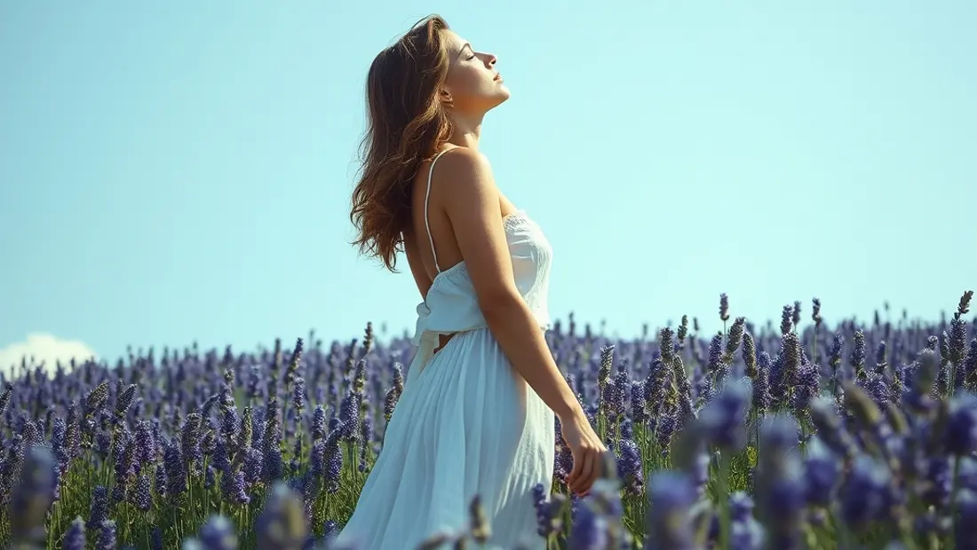 Femme dans un champ de lavande