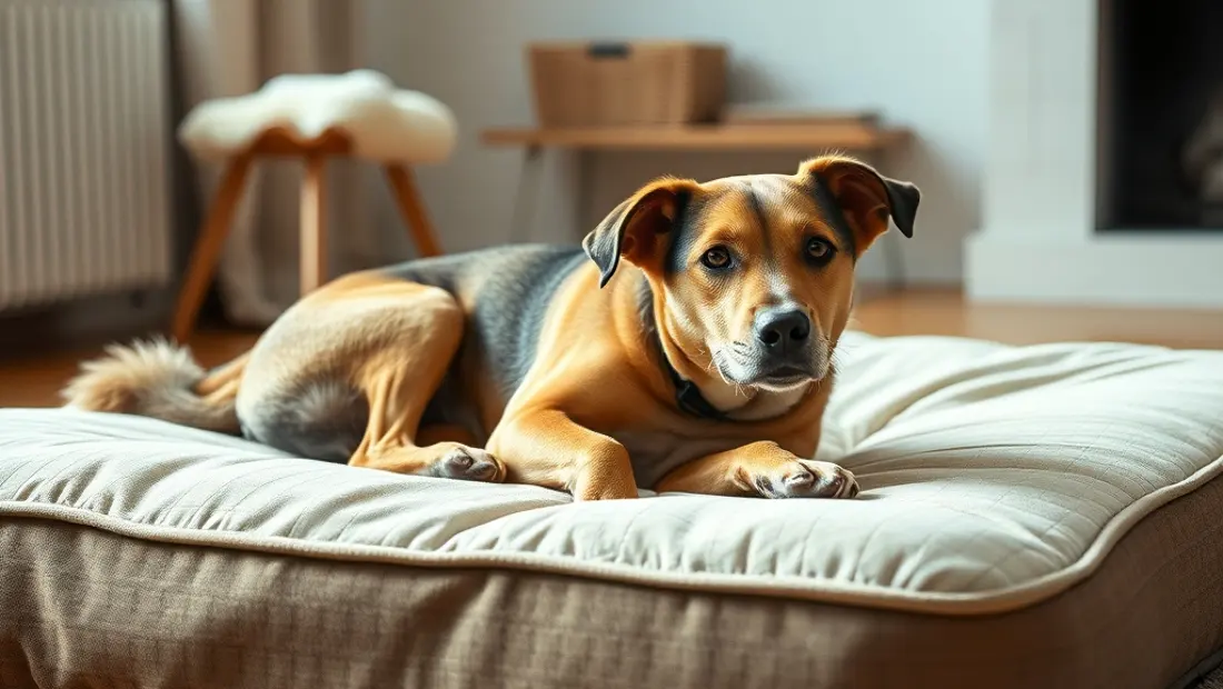 Chien reposant sur un matelas doux