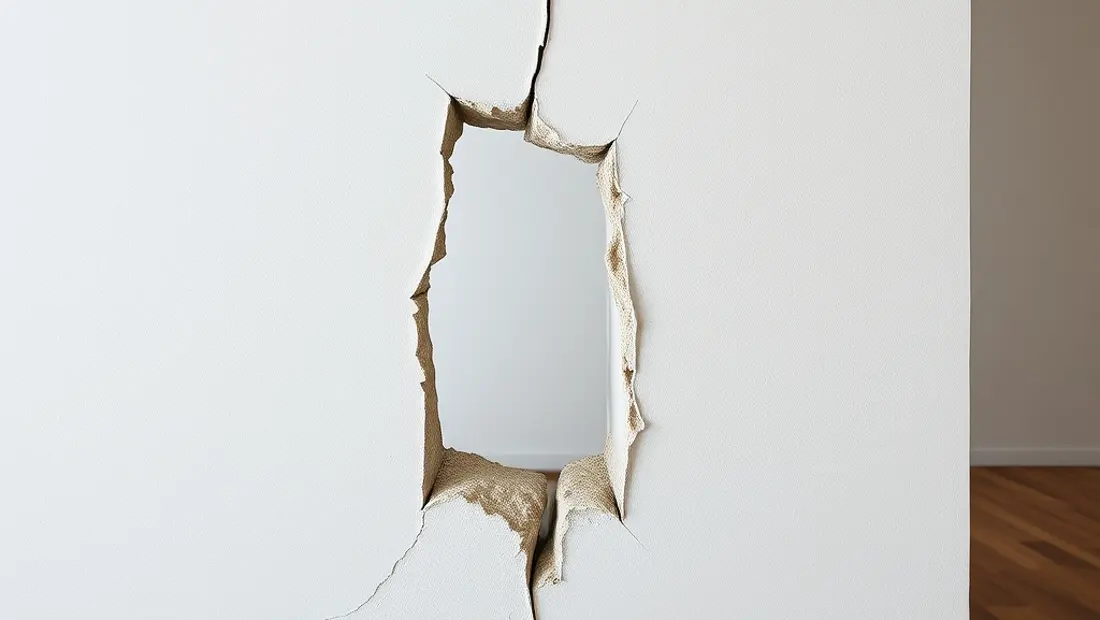 Fissure dans un mur avec enduit joint