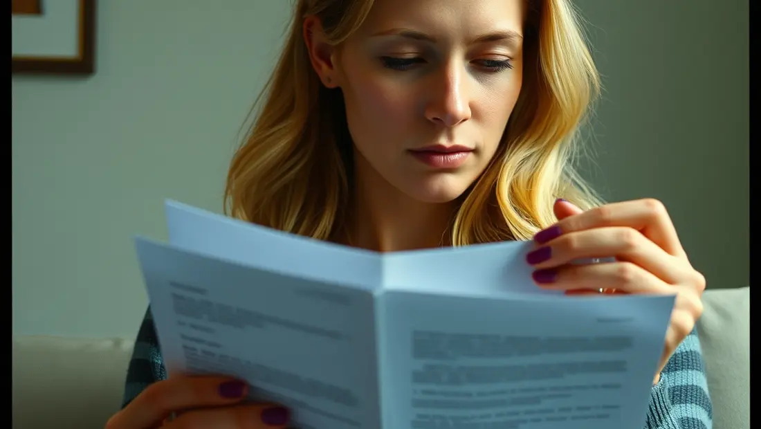 Femme lisant une lettre de notification d'augmentation de loyer
