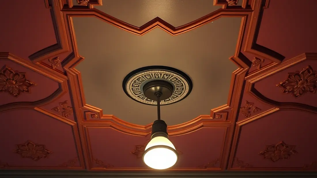Détail de plafond coloré avec motifs géométriques