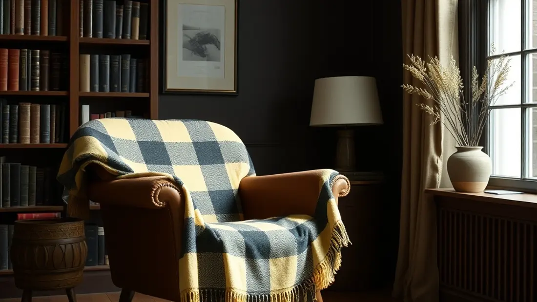 Un plaid usagé sur une chaise.