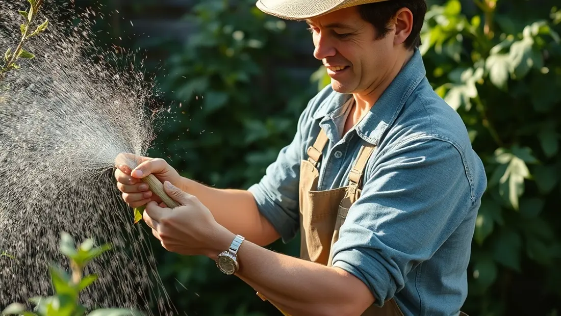 Personne désherbe un jardin avec une herbe tenace