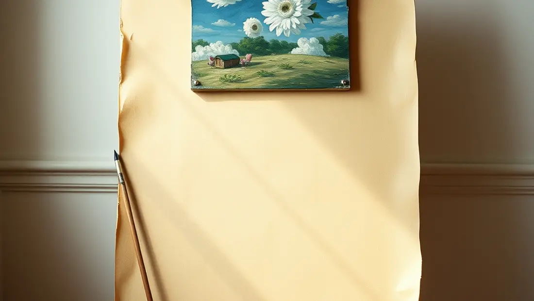 Papier peint avec une peinture superposée.
