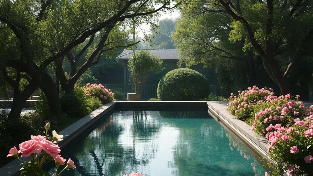 Piscine enterrée dans un jardin