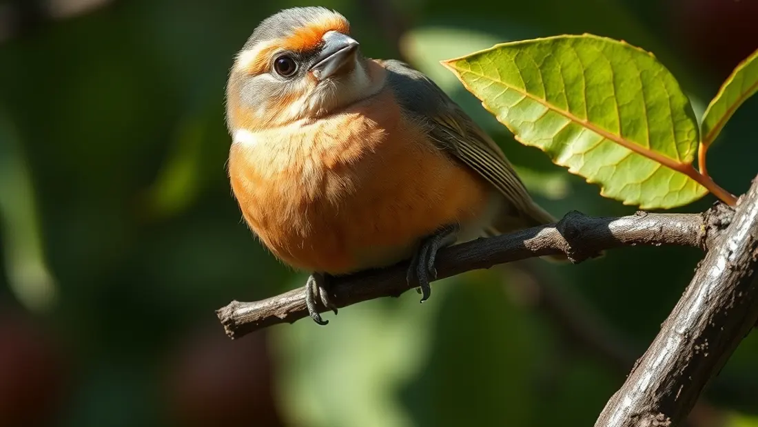 Oiseau sur un arbre fruitier.